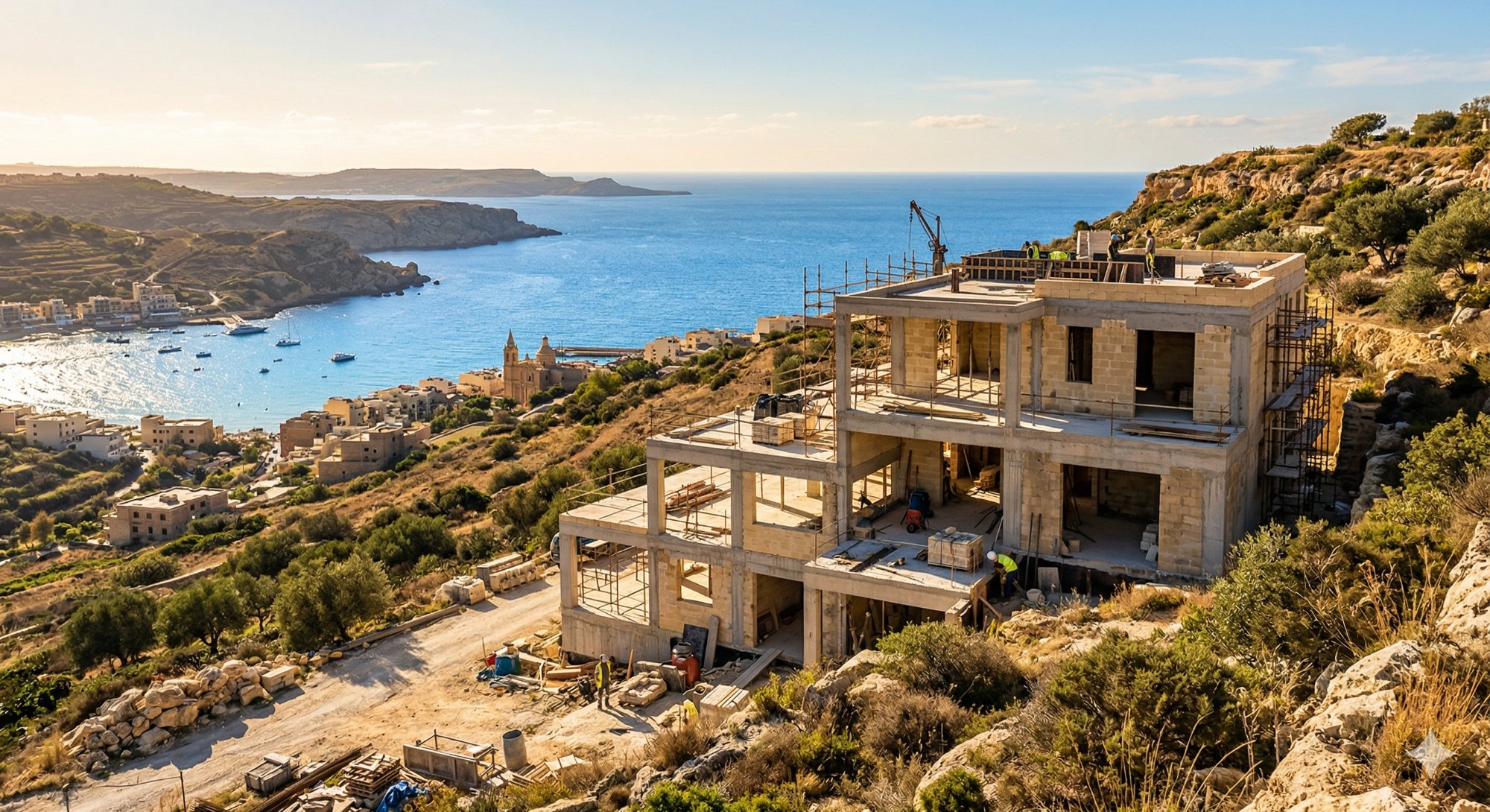 Shell form villa Malta before fit-out